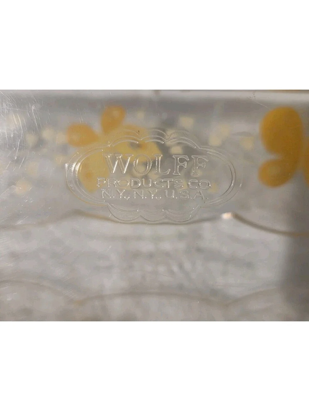 Wolff Products Acrylic Tissue Box Holder Yellow Orange Butterfly 10 X 5 Vintage